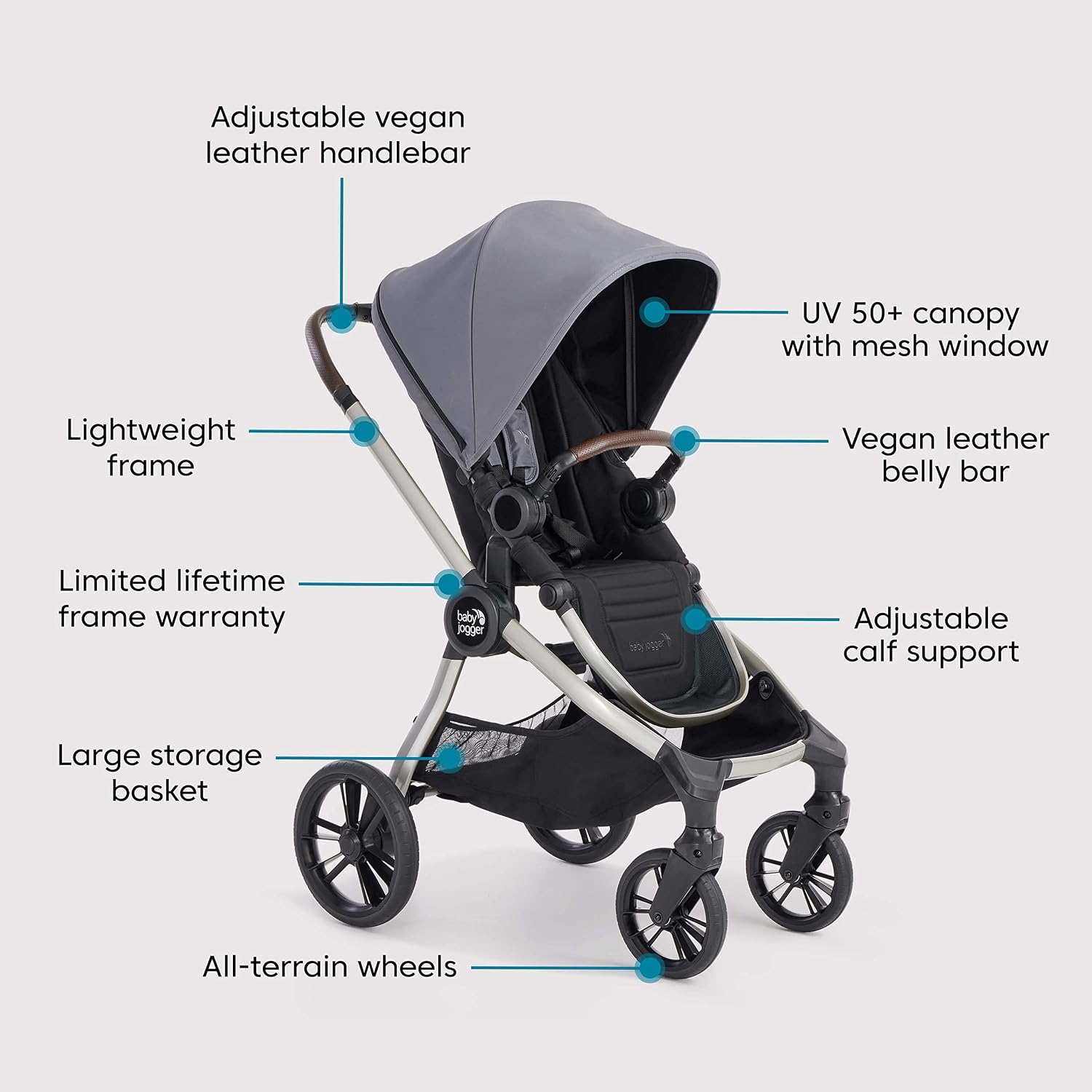 Baby Jogger® City Sights® Stroller - Convertible Stroller with Compact Fold Dark Slate