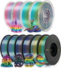 Kingroon Silk Rainbow PLA Filament Bundle 10kg (22lbs), 10 Spools 1.75mm Multicolor Gradient 3D Printing Filament, ±0.03mm Accuracy, No Clogging for FDM 3D Printers