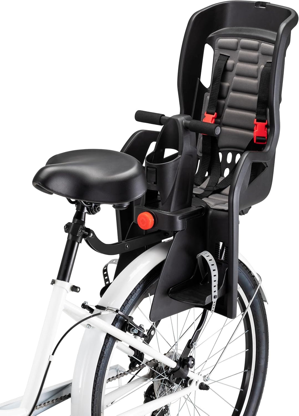 Schwinn Deluxe Child Bike Carrier, Seats one Kid Ages 1+, Frame Mount, Adjustable Safety Harness, Quick Release Design, Comfortable Padding, Rear-Mounted Child Bike Seat for Toddler
