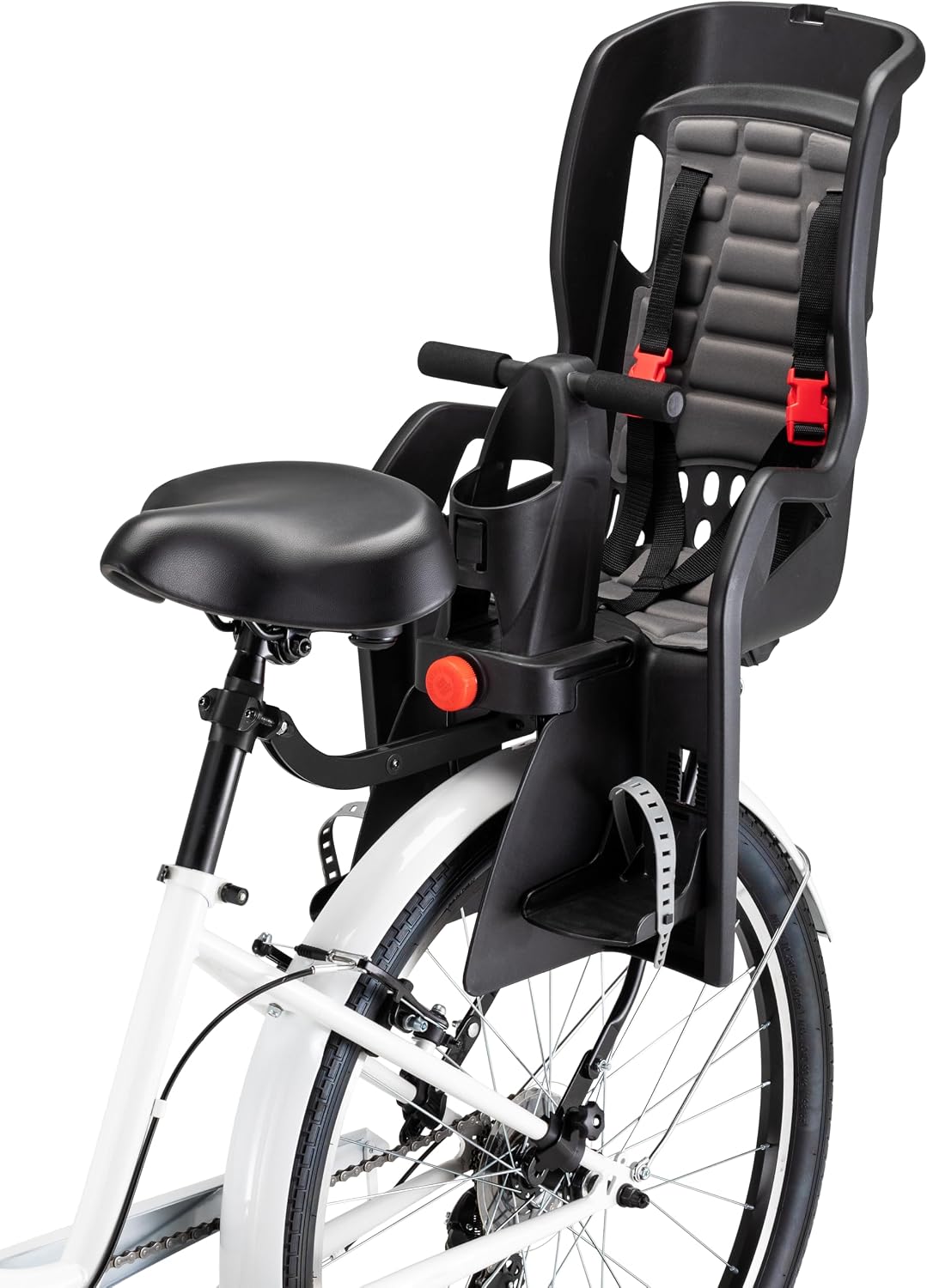 Schwinn Deluxe Child Bike Carrier, Seats one Kid Ages 1+, Frame Mount, Adjustable Safety Harness, Quick Release Design, Comfortable Padding, Rear-Mounted Child Bike Seat for Toddler