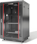 Sysracks 18U Wall Mount Av Server Network Rack 24 inch Deep Data Cabinet on Wheels - Cooling Fan - 2 Shelves - PDU - Casters - Dust Tight Cable Entries
