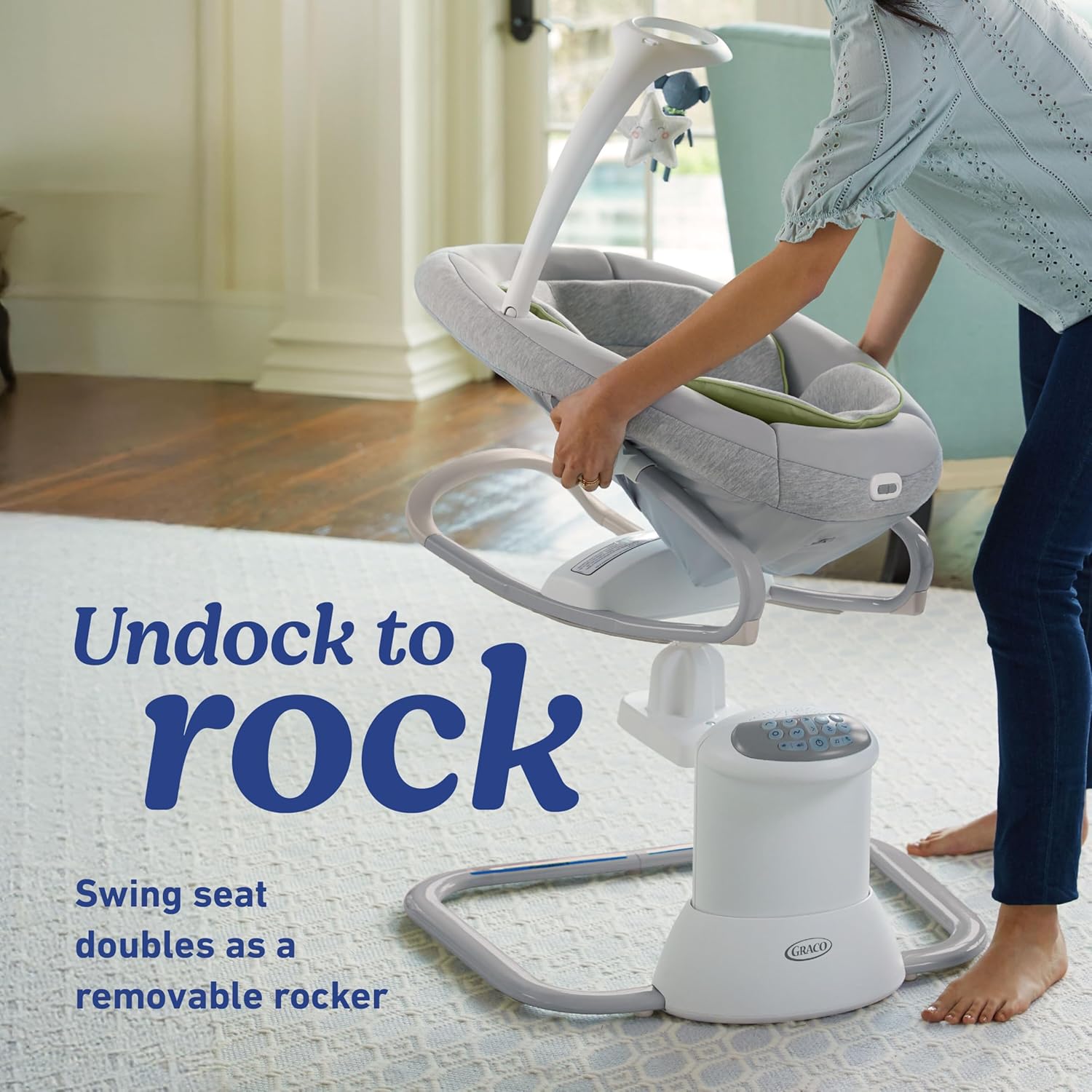 Graco Soothe My Way with Removable Rocker, Madden - Versatile Baby Swing & Portable Rocker