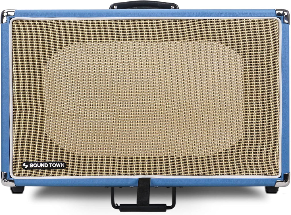 Sound Town Vintage 6U Amp Rack Case, 12.5' Depth with Rubber Feet, Dust Cover, Kickstand, Beau Blue (STVRC-6BL)