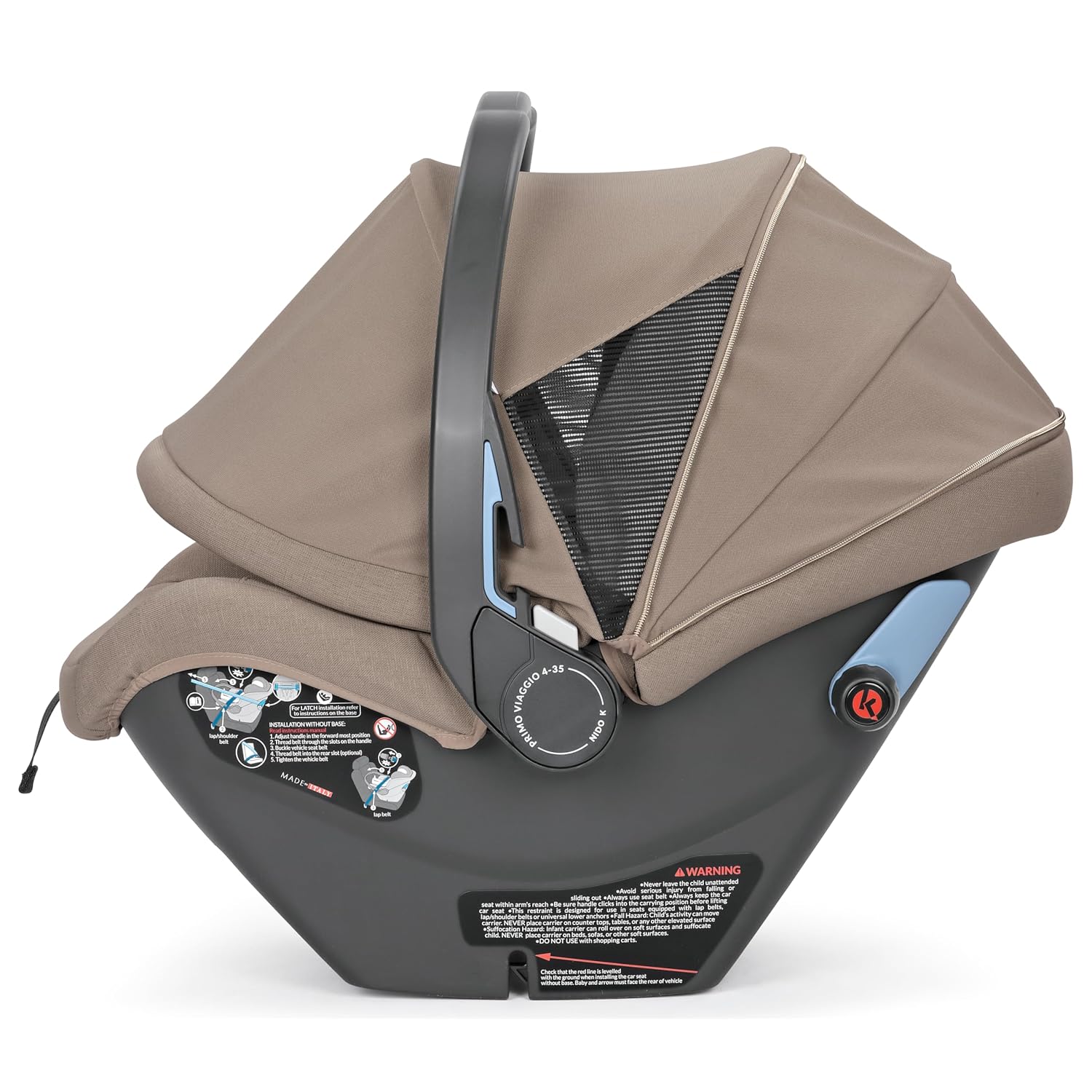Peg Perego Primo Viaggio Nido - Rear Facing Infant Car Seat - Includes Base with Load Leg & Anti-Rebound Bar - for Babies 4 to 30 lbs - Made in Italy - Pine Bark
