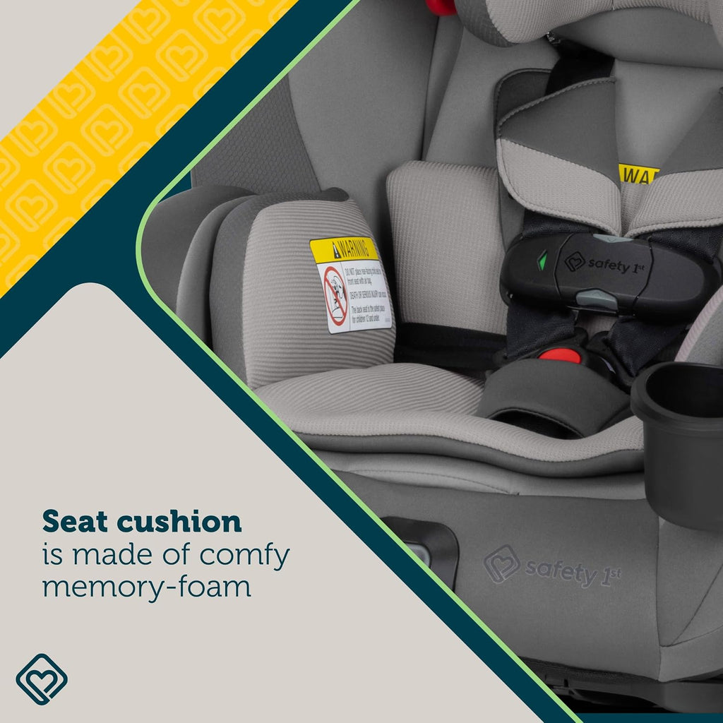 Safety 1st EverSlim 4-in-1 Convertible Car Seat, SecureTech Chest Clip, Ultra-Slim, 4-Mode Infant to Booster, Baby Car Seat, Fits 5-100 lbs, Memory Foam, Fiddlehead