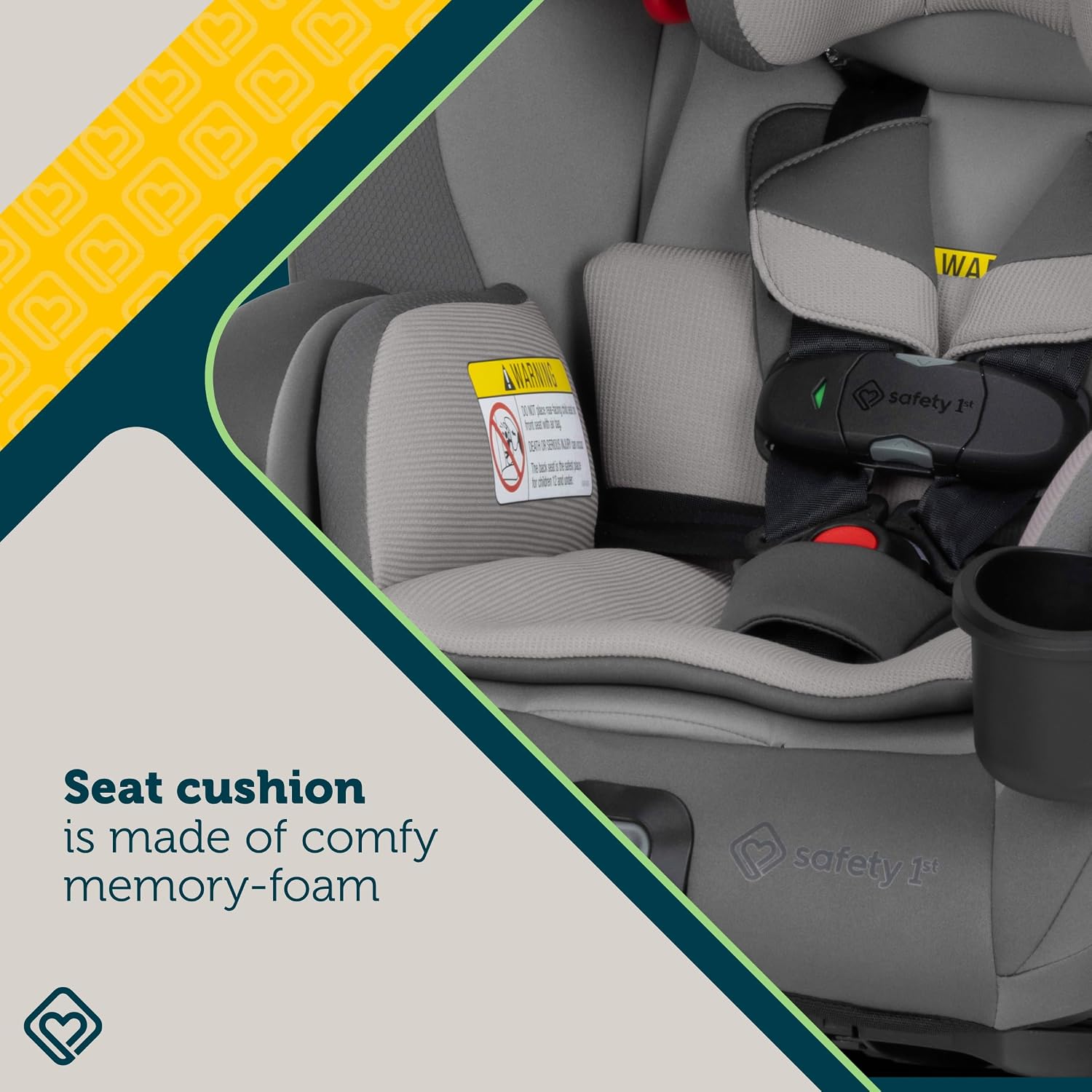 Safety 1st EverSlim 4-in-1 Convertible Car Seat, SecureTech Chest Clip, Ultra-Slim, 4-Mode Infant to Booster, Baby Car Seat, Fits 5-100 lbs, Memory Foam, Fiddlehead