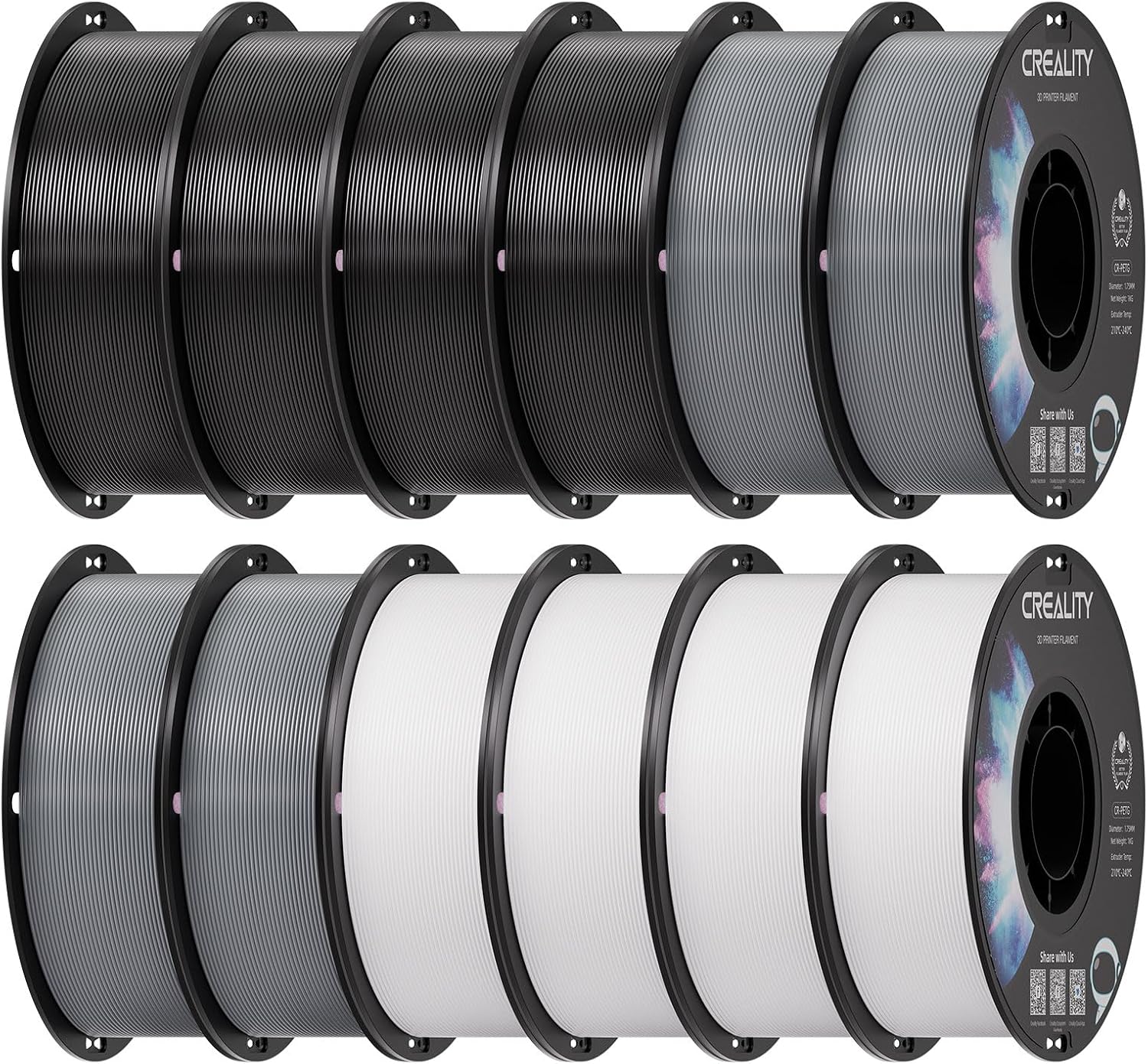 Creality PETG 3D Printer Filament 12 kg, Excellent Toughness High Precision, Odorless Non-Toxic Moistureproof, Glossy PETG Filament 1.75mm for 3D Printer