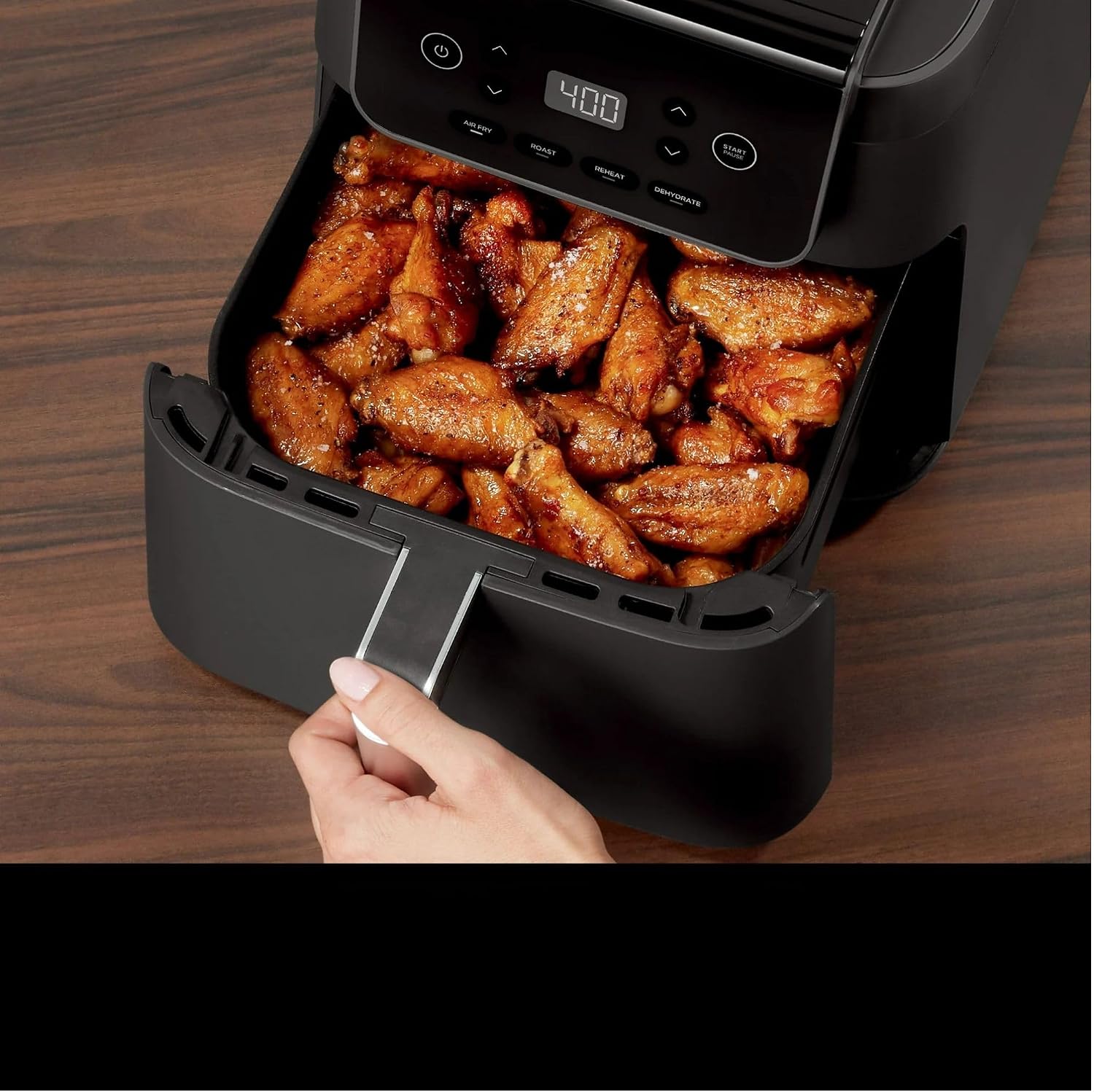 Pro XL Air Fryer, 6.5 Quart Family Size for Quick Meals, 4-in-1 Functions: Air Fry, Roast, Bake, Reheat, with Nonstick Dishwasher-Safe Basket (Black)