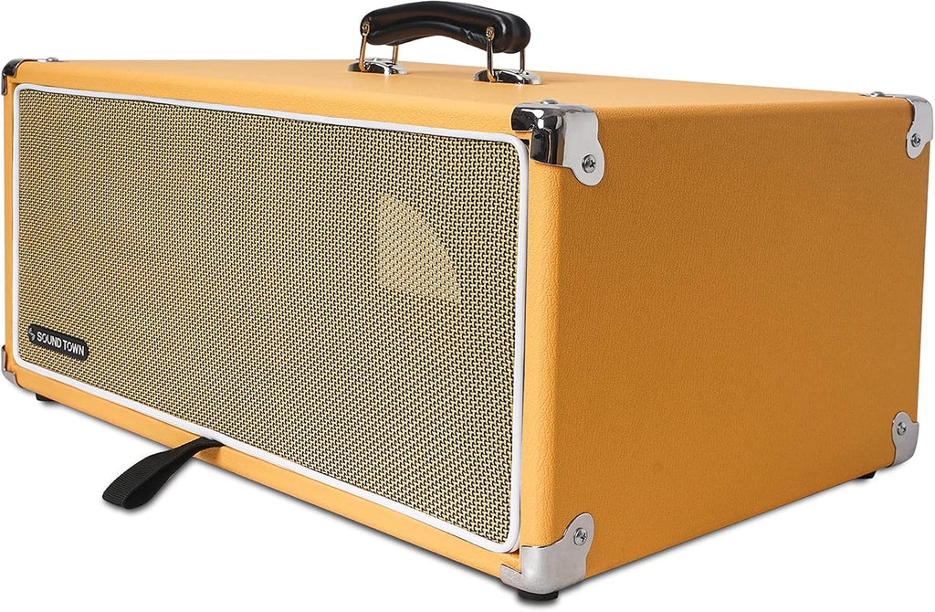 Sound Town Vintage 4U Amp Rack Case, 12.5' Depth with Rubber Feet, Dust Cover, Kickstand, Orange (STVRC-4OR)