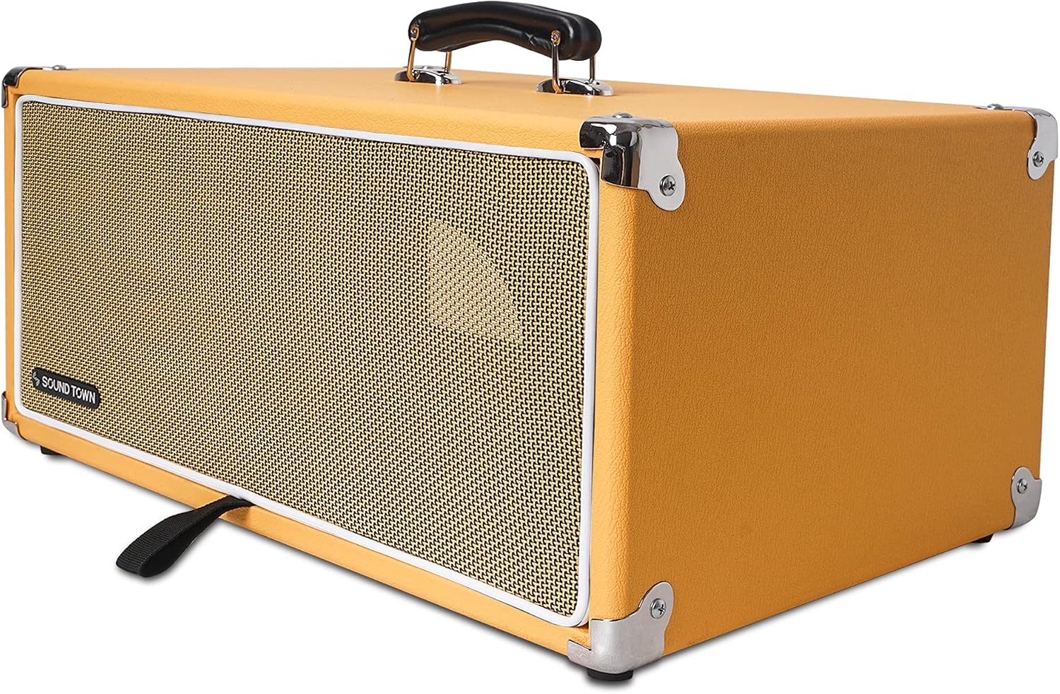 Sound Town Vintage 4U Amp Rack Case, 12.5' Depth with Rubber Feet, Dust Cover, Kickstand, Orange (STVRC-4OR)