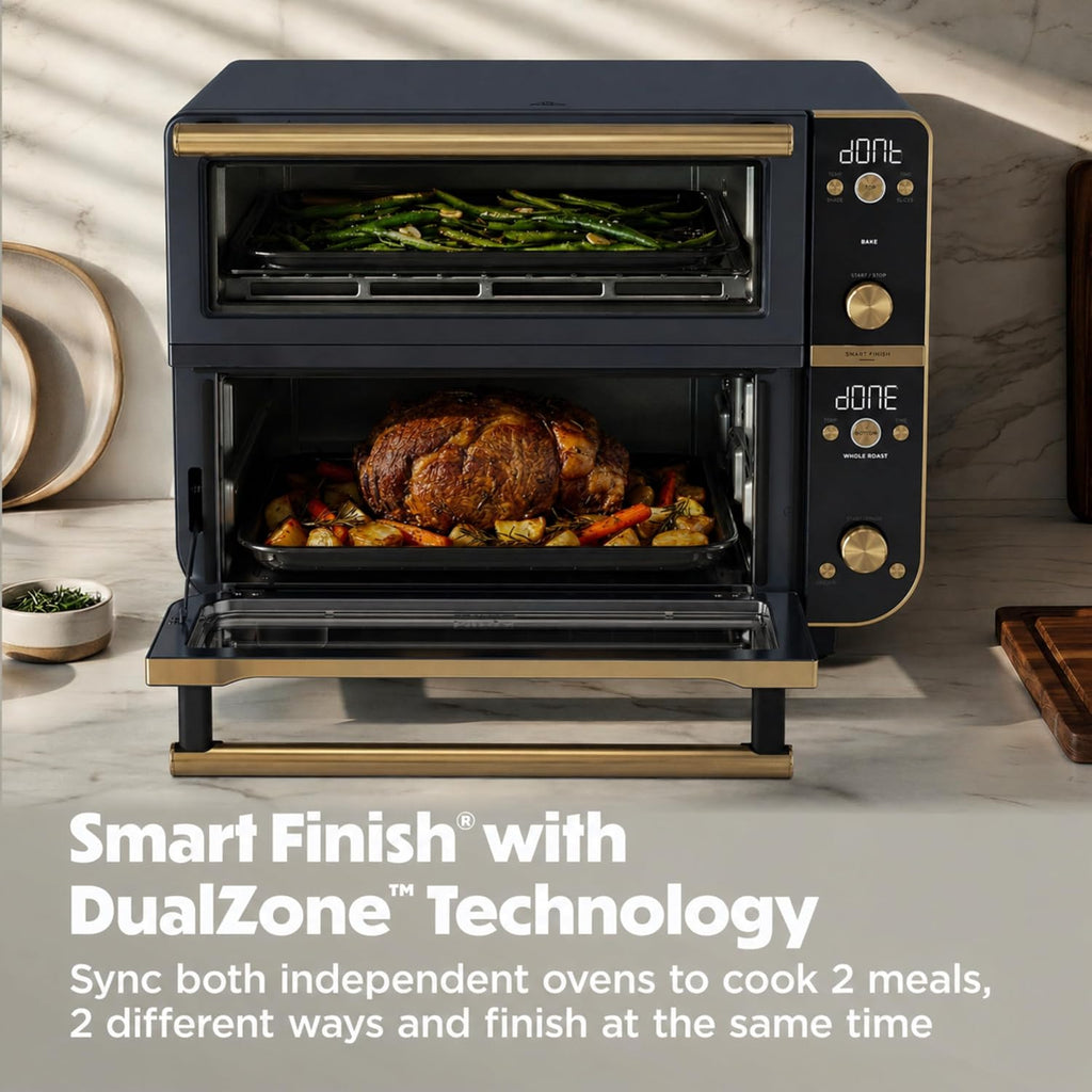 Ninja Double Oven Pro Smart XL Countertop Oven & Air Fryer | 30.2 Qt Capacity | 12-in-1 with Smart Finish & DualZone Tech to Cook 2 Meals at Once | Fits up to 4.5lb Chicken | Cyberspace | DCT801BL