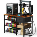 3D Printer Stand with Filament Storage Rack, 3D Printer Table with Power Outlet, 3-Tier Filament Holder with Drawer, 3D Printer Filament Stand Organized for Office Workshop Studio Office