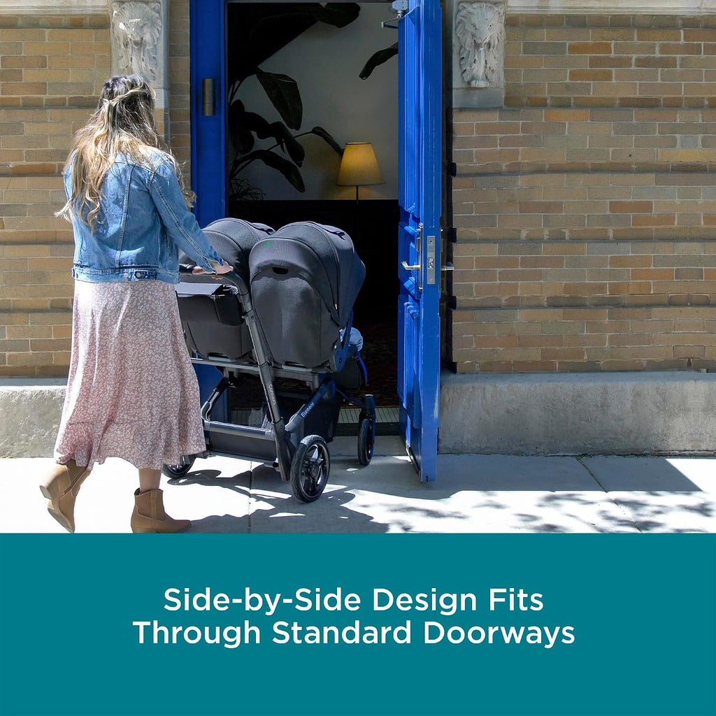 Contours Element Side-by-Side Convertible Toddler and Baby Stroller Single-to-Double, Reversible Seating Options, Infant Seat Compatible, Spacious Storage, UPF 50 Sun Canopy - Stealth Black