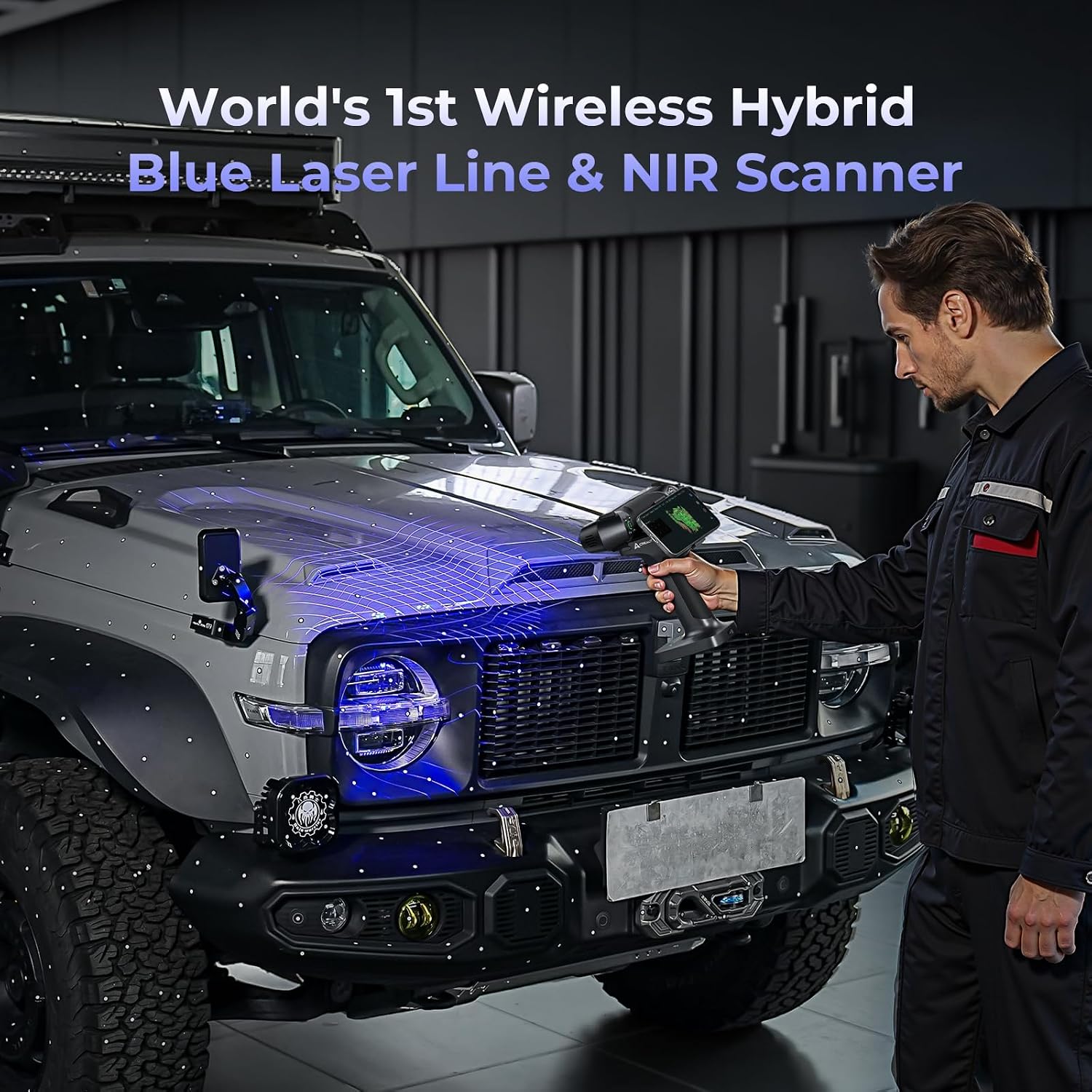 Creality 3D Scanner Raptor X for 3D Printing, 60fps, 34 Cross Blue Laser & NIR, WiFi 6 Handheld Scanner, 0.02mm Accuracy, 24-Bit Full-Color Scanning for iOS/Android/Win/macOS
