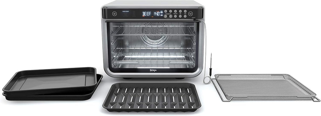 Ninja DT251 Foodi 10-in-1 Smart XL Air Fry Oven, Bake, Broil, Toast, Roast, Digital Toaster, Thermometer, True Surround Convection up to 450°F, includes 6 trays & Recipe Guide, Silver