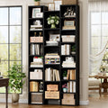 FOTOSOK 71'' Tall Bookshelf with 21 Cubes, 8 Tier Triple Wide Black Bookshelf with 8 Adjustable Shelves, 35' Large Bookcase DVD/CD Media Tower Storage, Freestanding Display Shelf Cabinet, Black