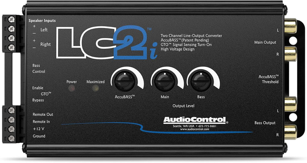 AudioControl LC2i 2-Channel Line Output Converter with AccuBASS for Adding Subwoofers, Amplifiers to Factory Car Audio Receiver Head Unit, Speaker Level to RCA Line Level Converter