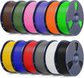 SUNLU PETG Filament Bundle, 12KG PETG 3D Printer Filament 1.75mm, 1KG Spool, 12 Pack, Black+White+Grey+Red+Klein Blue+Green+Vivid Yellow+Sunny Orange+Lavender Purple+Pink+Olive Green+Coffee Brown