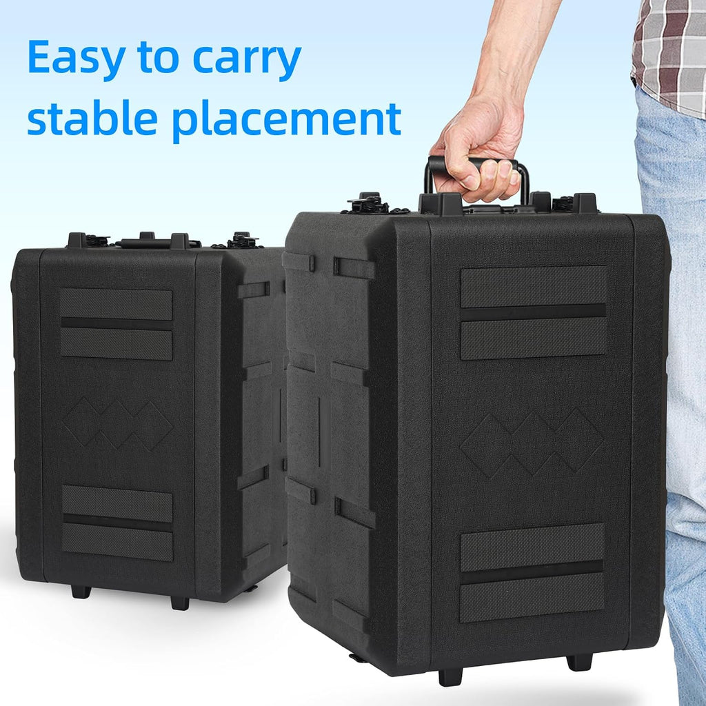 6U Rack Case Shallow 12' Depth, 19' Rackmount Flight Cases Easy Installation Portable Carry Watertight Dust Proof 2 Space Shockproof Mount Racks with Microphone Compartments Space Saving