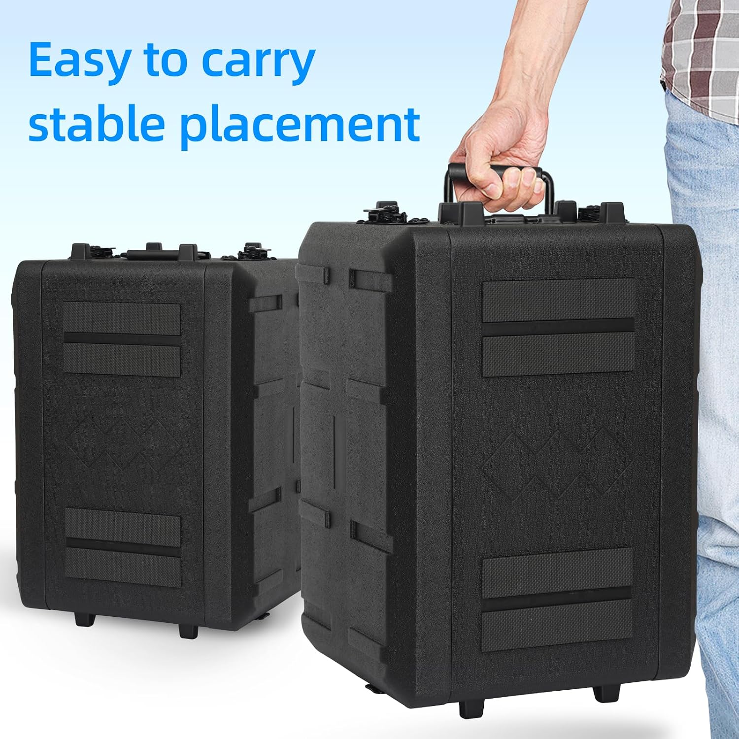 6U Rack Case Shallow 12' Depth, 19' Rackmount Flight Cases Easy Installation Portable Carry Watertight Dust Proof 2 Space Shockproof Mount Racks with Microphone Compartments Space Saving