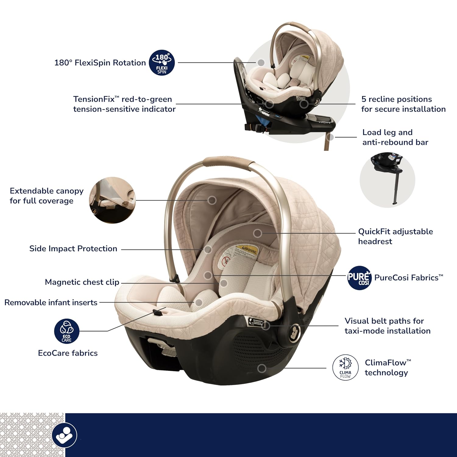 Maxi-Cosi Peri 180° Rotating Infant Car Seat, Natural Heritage