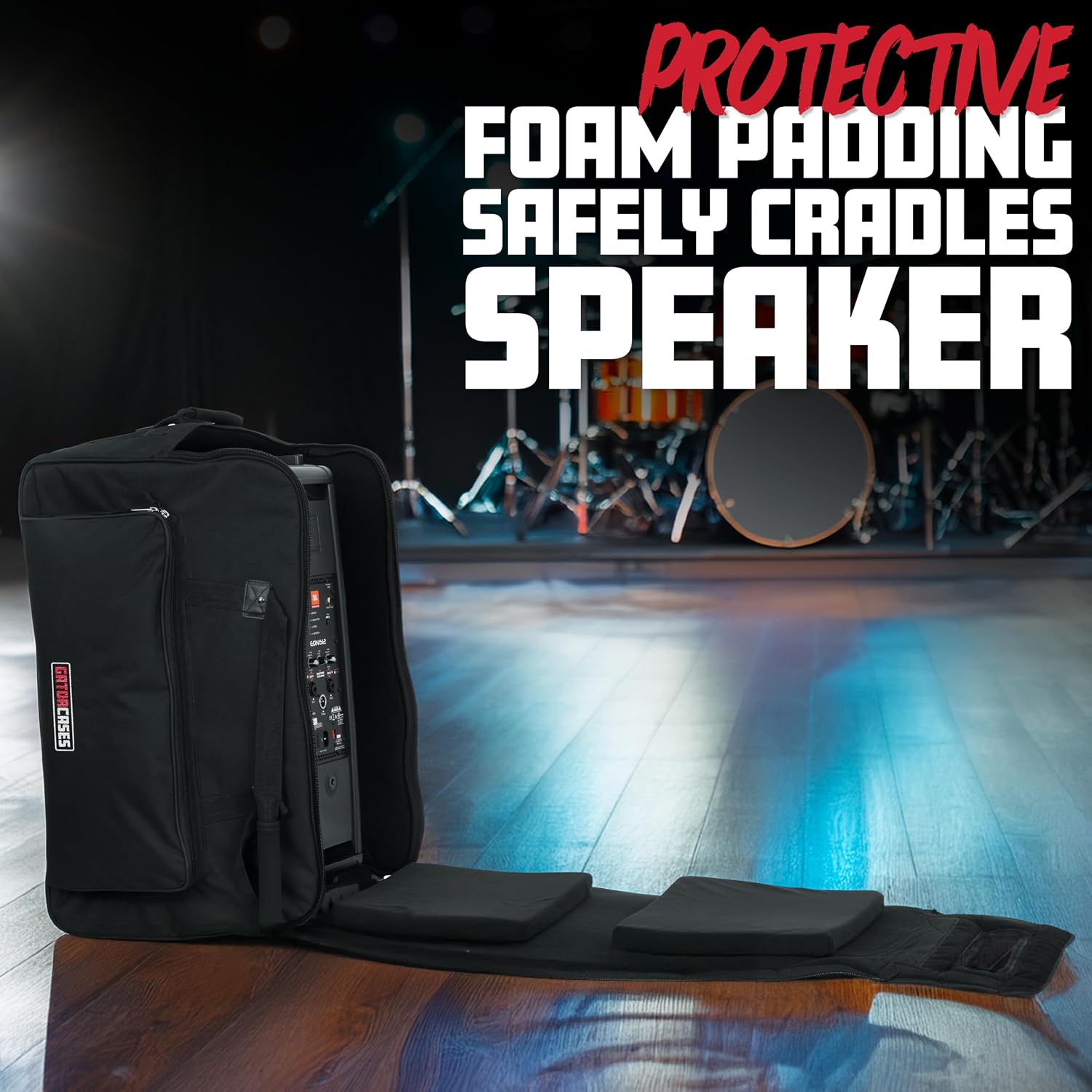 Gator Cases Rolling Speaker Bag for Standard Format 15' Loudspeakers with Retractable Pull Handle (GPA-715)