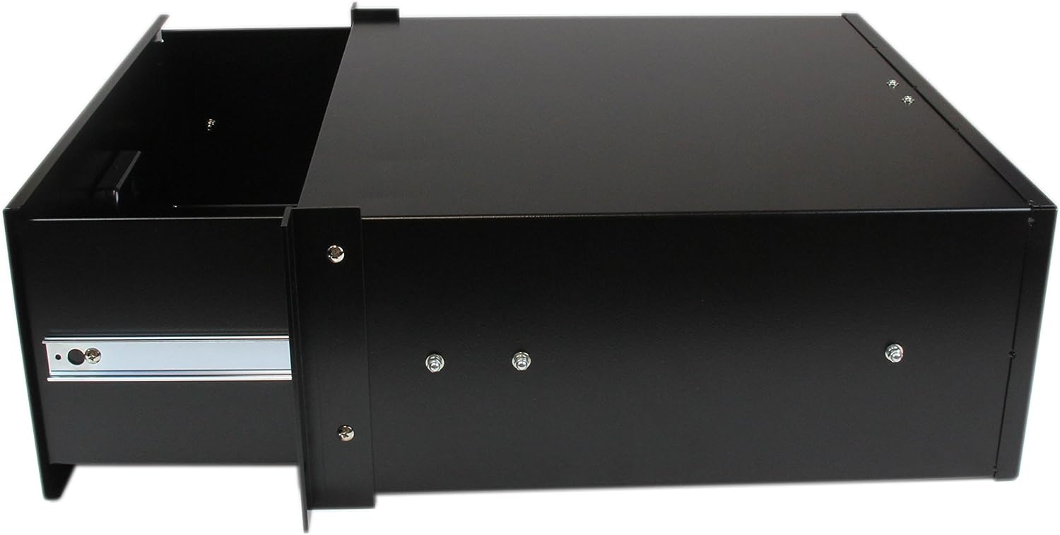 StarTech.com 4U Rack Mount Drawer - 55 lb (25 kg) - 4U Steel Storage Rack Drawer for 19' AV / Sever / Network Equipment Rack or Cabinet (4UDRAWER) Black