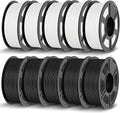 JAYO PLA 3D Printer Filament Bundle 11KG, PLA Filament 1.75mm Bulk, Dimensional Accuracy +/- 0.02mm, 10 Pack 1.1kg Spool (Black*5,White*5)