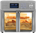 Kalorik MAXX Air Fryer Oven, 26 Quart 10-in-1 Countertop Toaster Oven & Air Fryer Combo - Fry, Bake, Roast, Rotisserie, & More, Large Glass French Doors & 9 Accessories, 1700-Watts, Stainless Steel