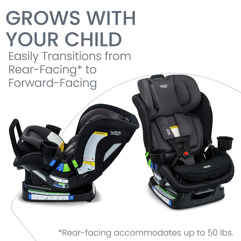Britax Poplar S Convertible Car Seat, 2-in-1 Car Seat Extended Rear Facing, 17' Slim Car Seat Design with Fast & Easy ClickTight Installation, Anti-Rebound Bar & SafeWash Fabrics — Stone Onyx