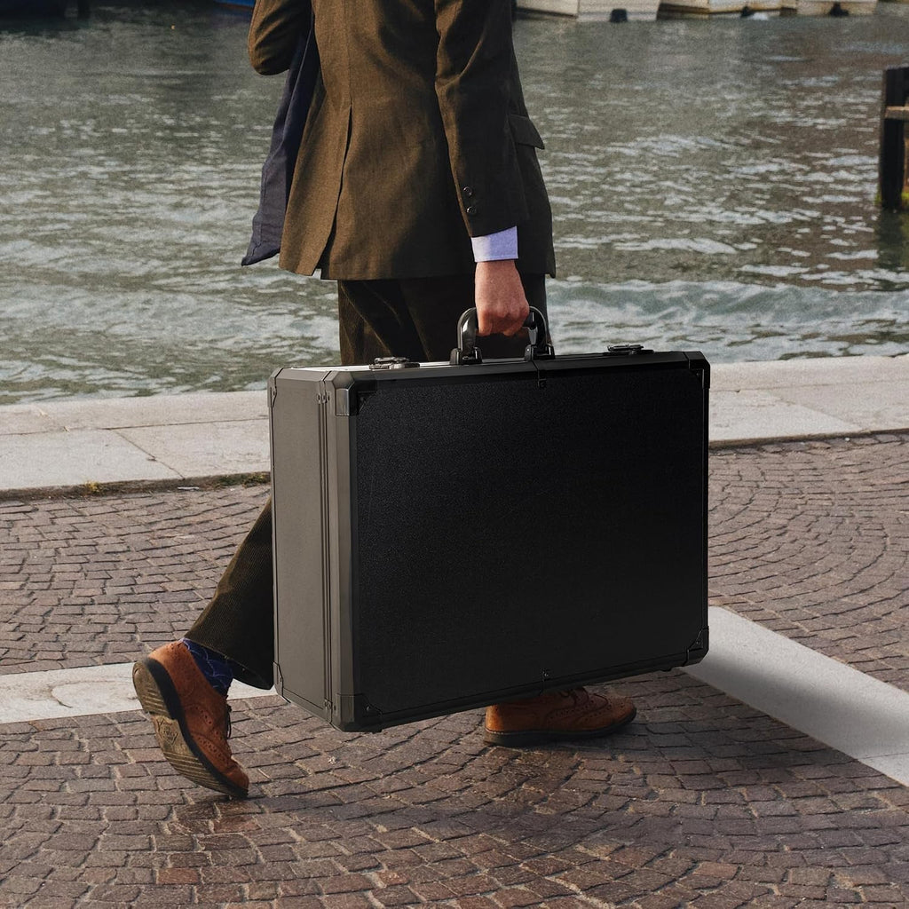 23 Inch Aluminum Carrying Case 23 X 16.5 X 8.6 Inch Ideal for Microphone & Camera Gear Transportation, DJ Mixer Case with Customizable Pre-Diced Foam, Black