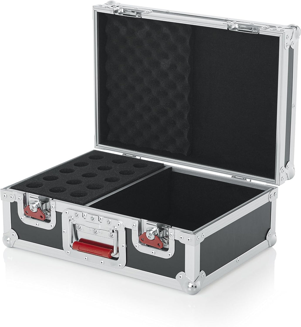 Gator Cases G-TOUR Series Road Case with Foam Drops for (15) Wired Microphones & Accessory Storage (G-TOUR M15)