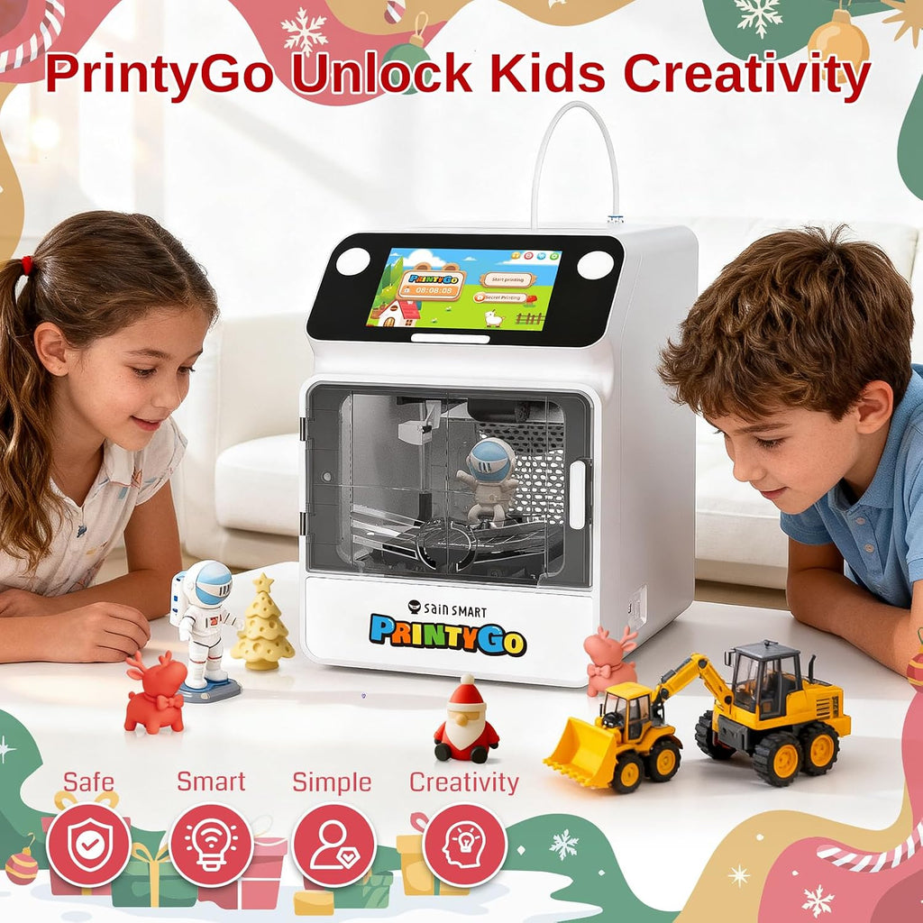 SainSmart PrintyGo Mini 3D Printer for Kids with 500g X 4 Spools, 4.4lbs (2kg) in Total High Flowability Cool Color - Blue, Green, Violet, Indigo