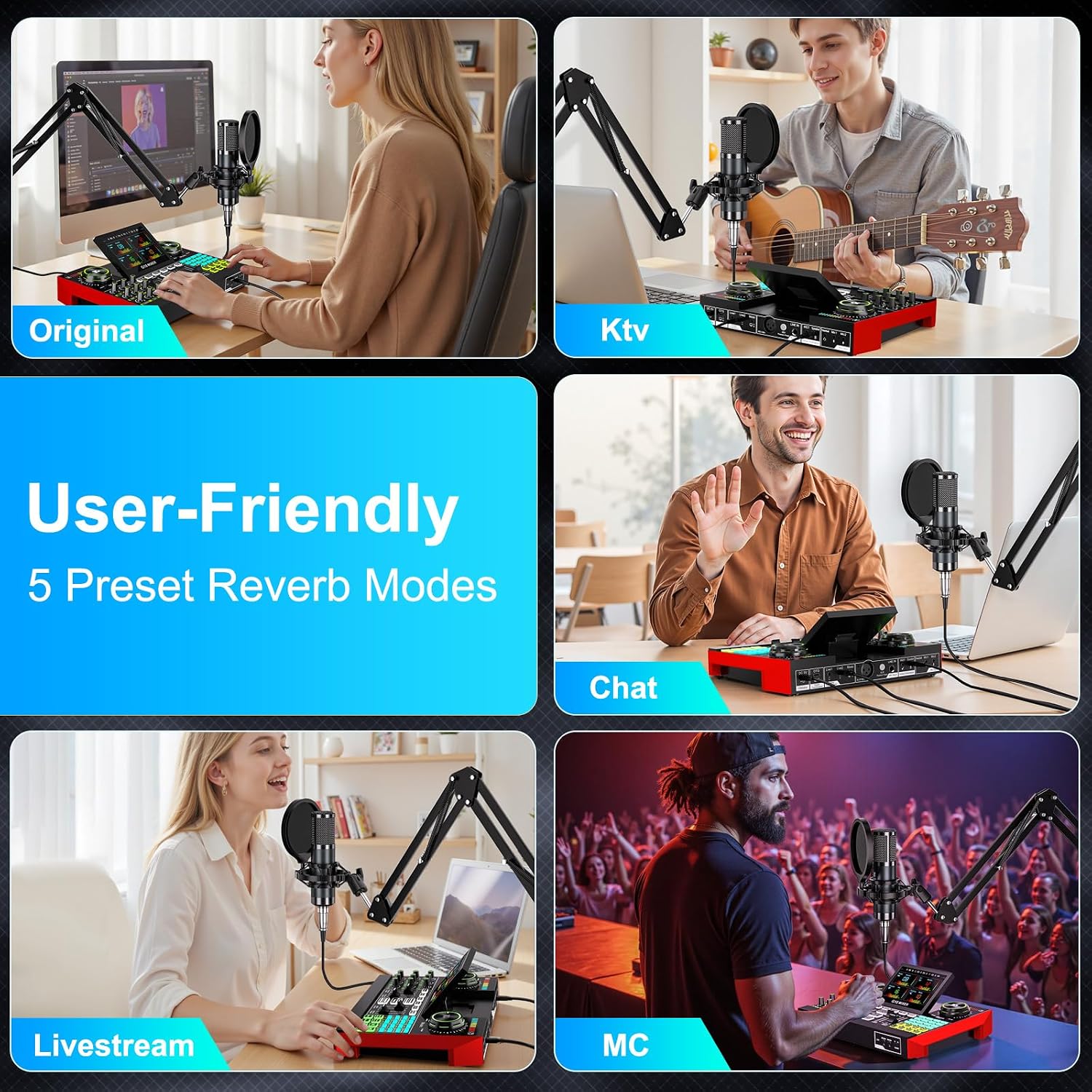 Podcast Equipment Bundle with 3.5mm Condenser Microphone for Pc/Phone Live Streaming Singing Gaming, Podcast Microphone Bundle with Live Sound Board Audio Mixer,Noise Reduction,DJ Sets