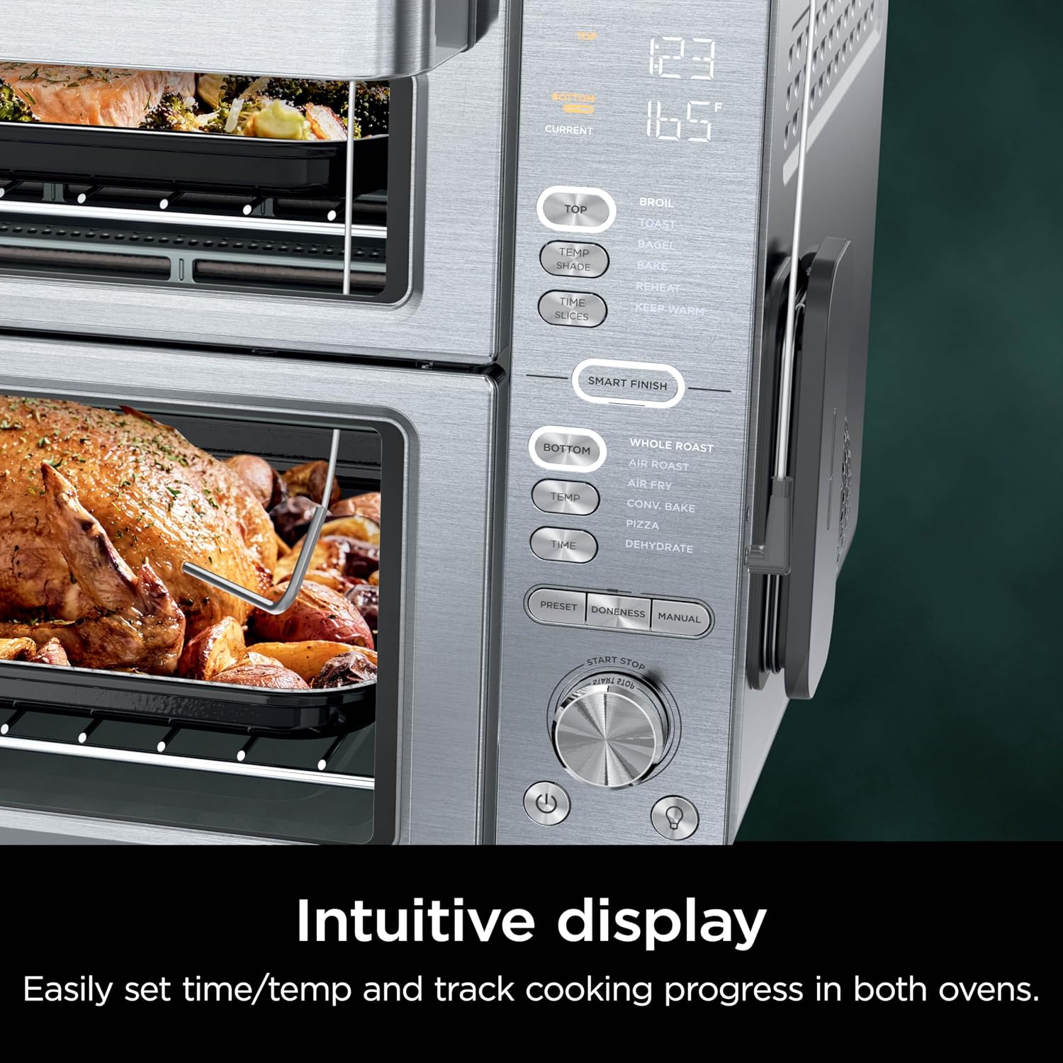 Ninja Air Fryer & Toaster Oven Combo with Thermometer | Double Stack XL | 12-in-1 | Smart Finish & DualZone Technology Cook 2 Meals at Once | Air Fry, Bake, Broil, Reheat | Stainless Steel | DCT651
