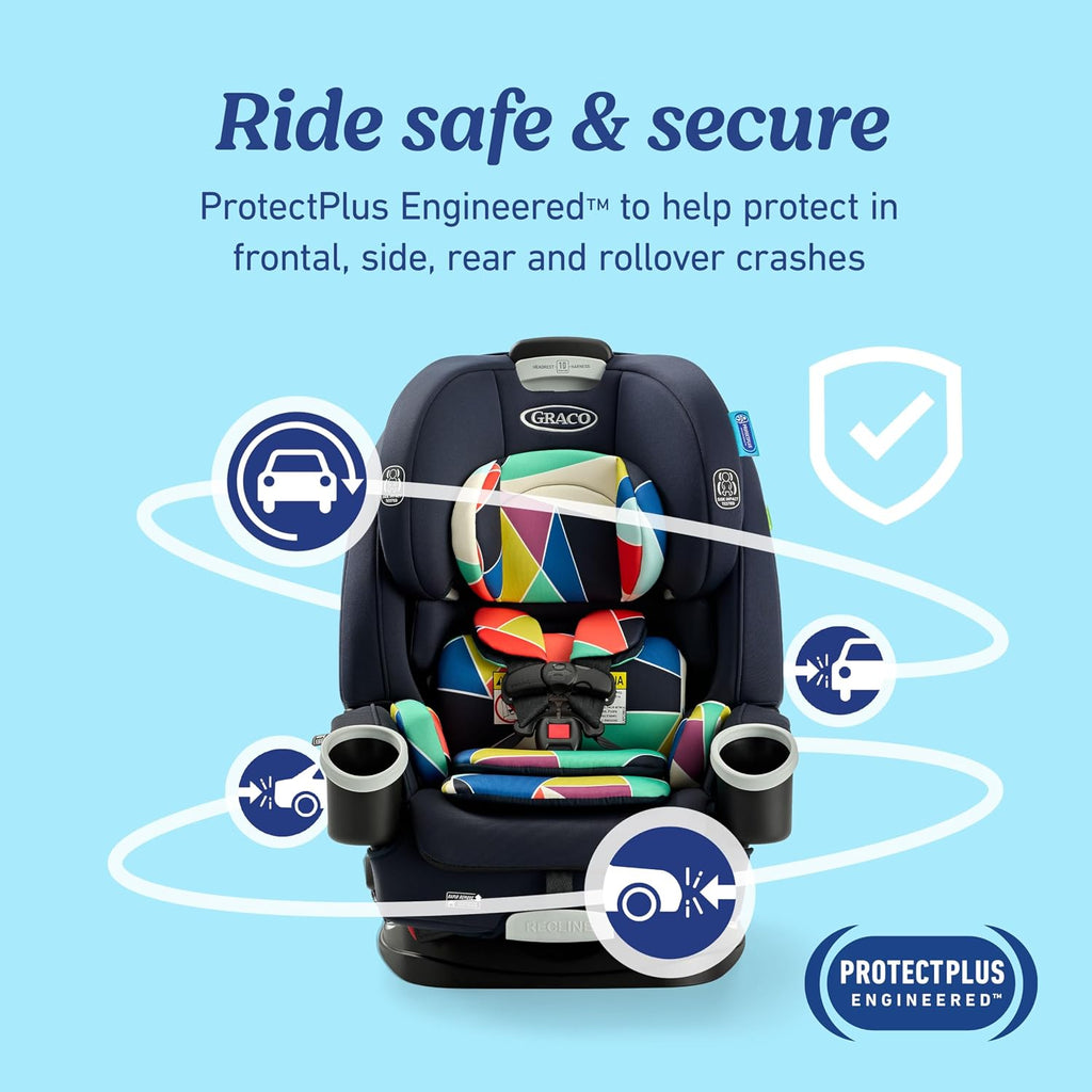 Graco® 4Ever DLX 4-in-1 Car Seat, Infant to Toddler Car Seat, with 10 Years of Use, Rear-Facing, Forward-Facing, Highback and Backless Booster Seat, Geo Pop