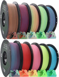 Matte PLA 3D Printer Filament Bundle, 10 Rolls, Dimensional Accuracy +/- 0.02 mm, 1kg (2.2lbs), 1.75 mm Matte Dual Color and Tricolor PLA Filament for Most FDM 3D Printers