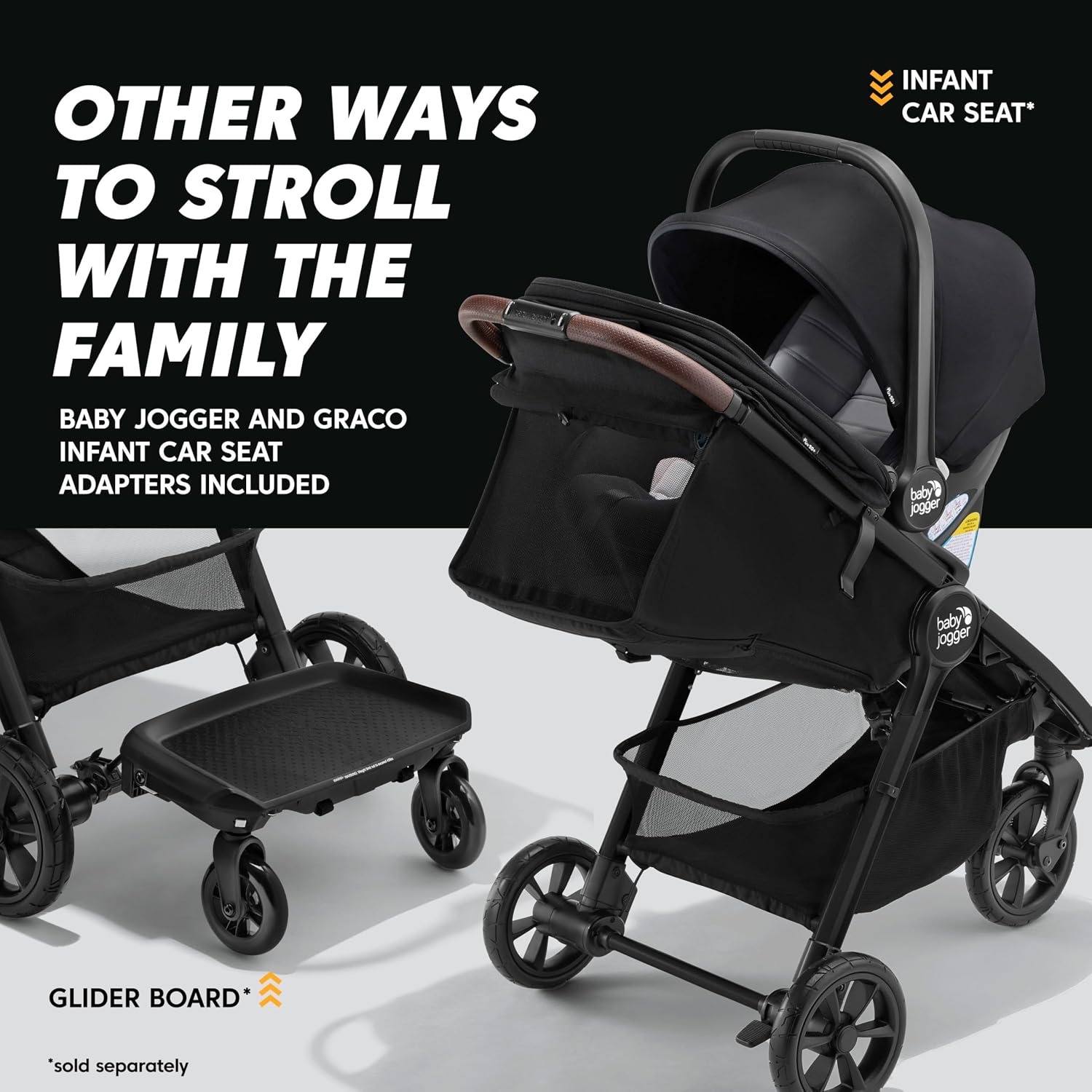 Baby Jogger® City Mini GT3 All Terrain Baby Stroller with Forever Air Rubber Tires, All Wheel Suspension, Lightweight Stroller with Magnetic Buckle, No-Rethread Harness, and Foot Brake, Frosted Ivory
