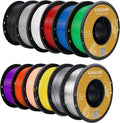 Kingroon 3D Printer Filament,12 Rolls PETG Filament, Dimensional Accuracy +/- 0.03 mm, 12kg(26.5lbs),1.75 mm PETG,Black+White+Grey+Red+Green+Blue+Yellow+Purple+Skin+Silver+Transparent+Orange