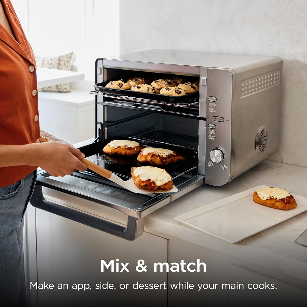 Ninja Air Fryer Toaster Oven Combo | Double Stack XL | 12-in-1 | Fits 4.5 lb Chicken & 6lbs of Wings | Smart Finish Cook 2 Different Meals at Same Time | Countertop Oven | Stainless Steel | DCT601
