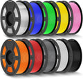 JAYO PLA+ Filament 1.75mm, 3D Printer Filament Dimensional Accuracy +/- 0.02 mm, 1.1 Kg per Spool, Black+White+Gray+Blue+Red+Green+Orange+Yellow+Pink+Transparent of 10