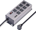 StarTech.com Flat Plug 8-Outlet Heavy Duty Industrial Power Strip 125V/15A with Surge Protector, EMI/RFI Isolation, Mountable PDU, 12ft/3.6m Extension Power Cord, NEMA 5-15P/R, TAA