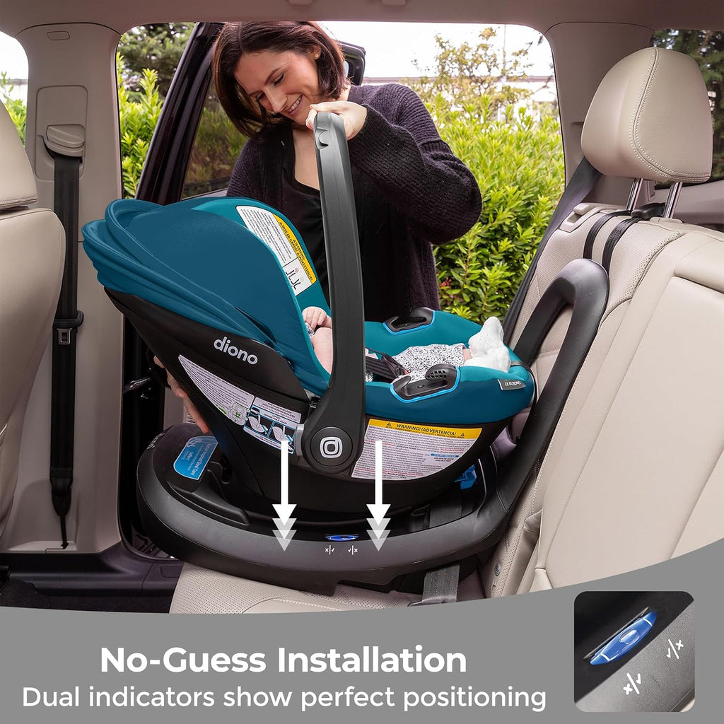 Diono LiteClik30 RXT SafePlus Infant Car Seat and Base, Rear-Facing for Infants 4-30lbs, SafePlus Engineering, with Infant Insert, UPF 50+ Sunshade (Blue Razz Ice)