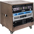 Sound Town DIY Solid Baltic Birch Plywood Slanted 8U Studio Rack, Weathered Brown, Rubber Feet, Casters (SDRK-8TB)