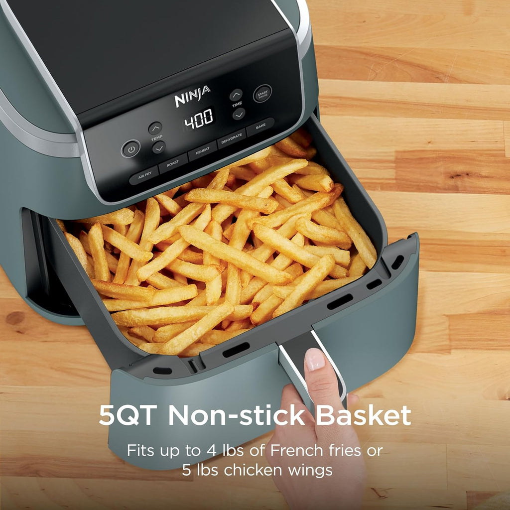 Ninja Air Fryer Pro 5-in-1 | 5 QT Capacity, Air Fry, Bake, Roast, Reheat, and Dehydrate, Air Crisp Technology | Nonstick Basket & Crisper Plate | Sage | AF142GN