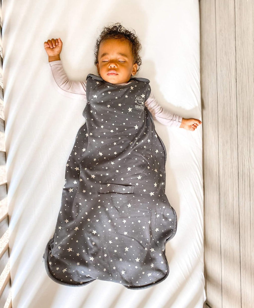 Woolino 4 Season Ultimate Baby Sleep Sack – Merino Wool Baby Sleep Bag, Organic Cotton, Temperature Regulating Wearable Blanket, Adjustable Sleep Sack 2–24 Months, All Season - Star Gray