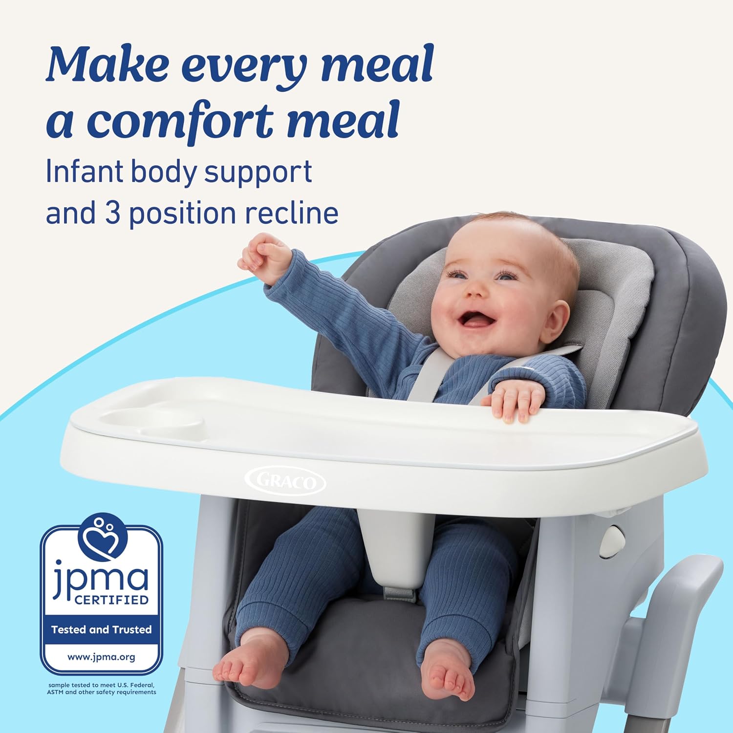Graco® DuoDiner DLX Highchair, 6 Stages of Use, Infant to Baby High Chair, Infant to Toddler Booster Seat, Youth Stool, 5 Adjustable Height Positions, Splatter Art