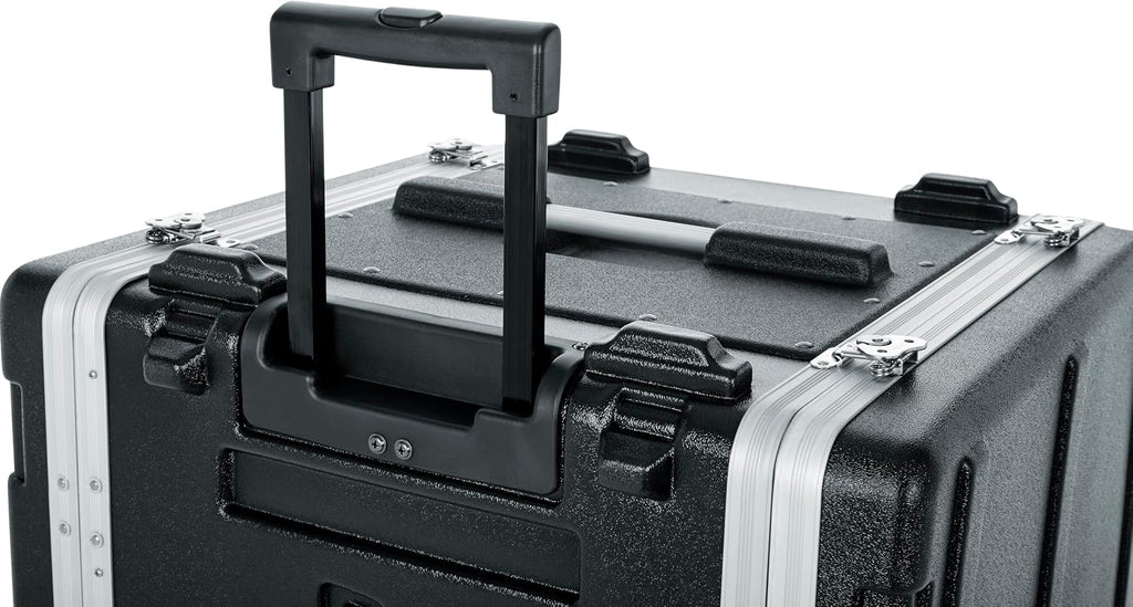 Gator Cases Lightweight Molded 10U Rack Case with Built-in Power Supply, Heavy Duty Latches, Retractable Tow Handle, and Recessed Wheels, 19.25' depth (GRR-10PL-US)