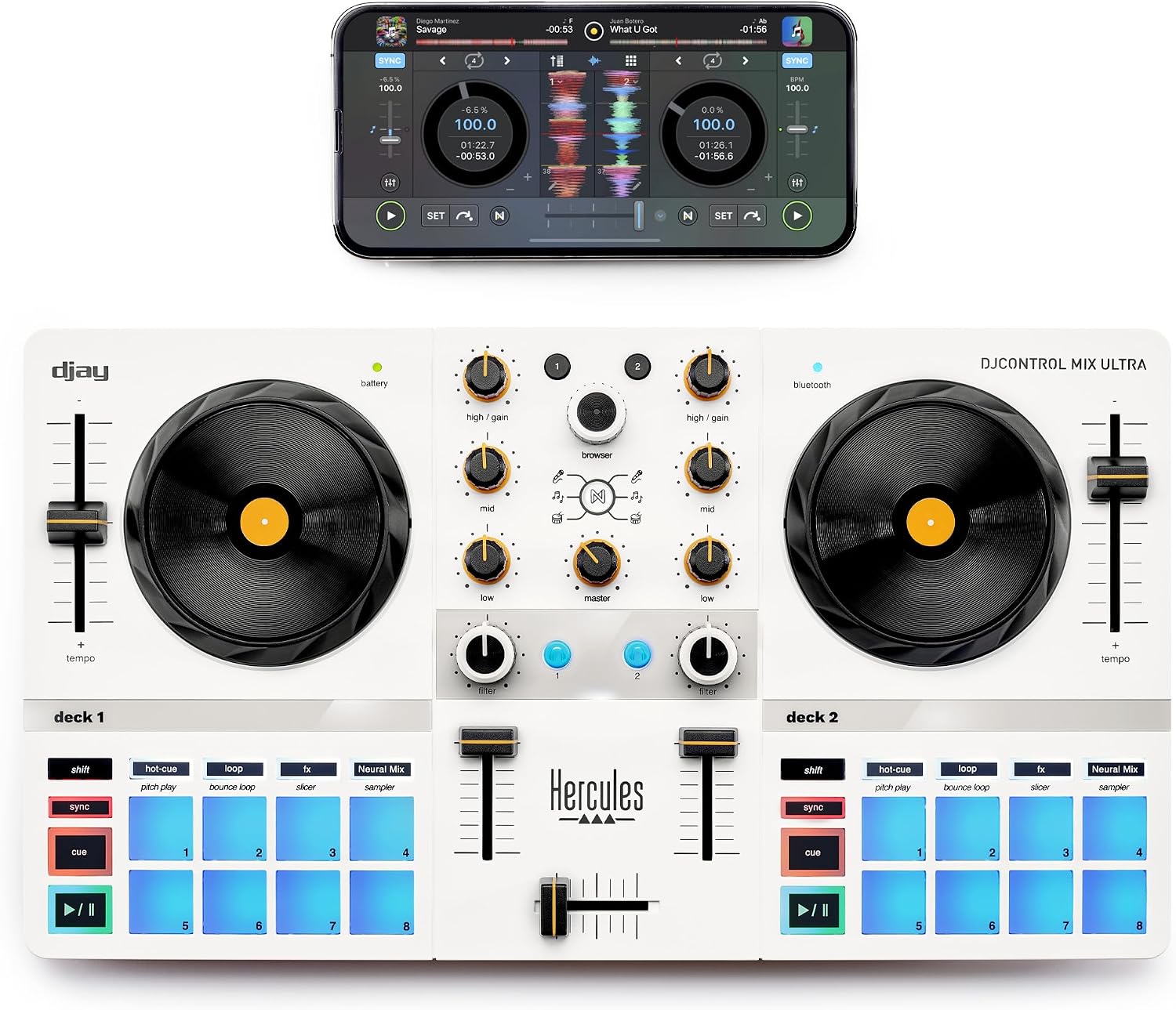Hercules DJControl Mix Ultra – Mobile DJ Controller for Smartphones (iOS/Android)
