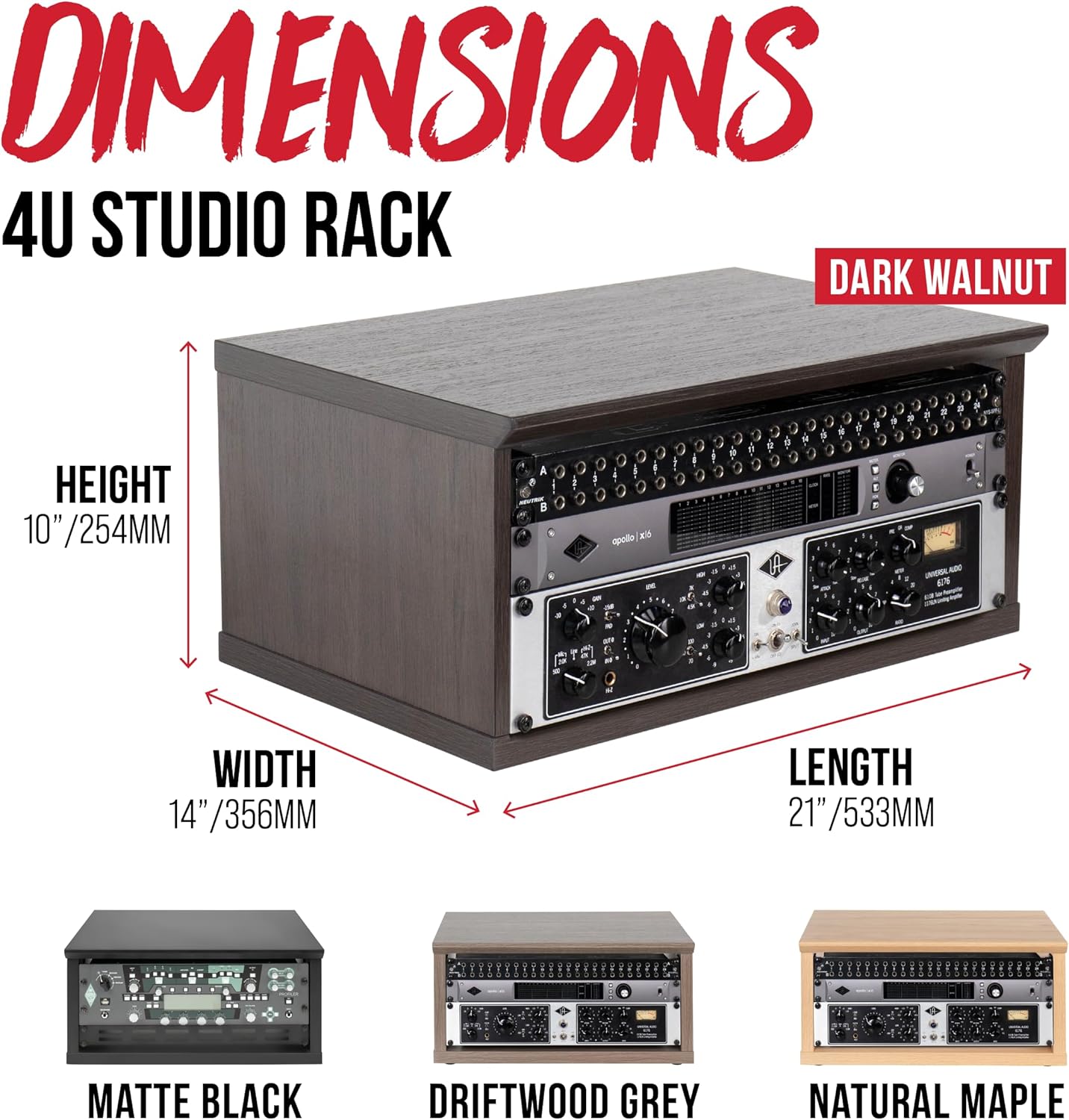 Gator Frameworks Elite Furniture Series 4U Wood Desktop Studio Rack in Driftwood Grey Finish (GFW-ELITERK-4U-GRY)